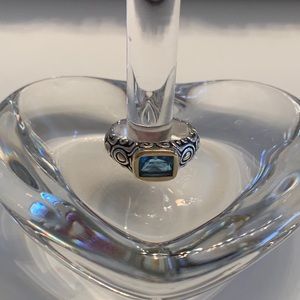 John Hardy Blue Topaz, 18K, Sterling Silver Ring